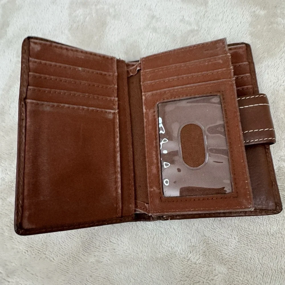 Fossil Texas Longhorns Brown Genuine Leather Bifold Tab Wallet Organizer NCAA